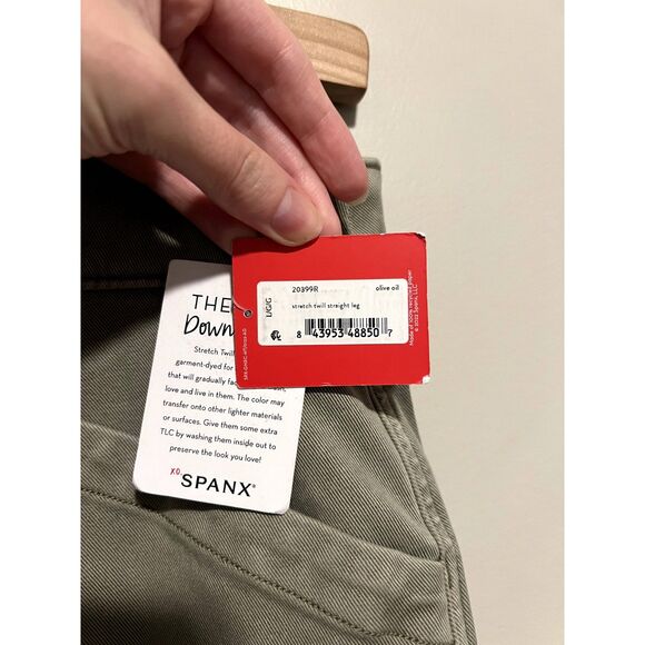 NWT Spanx Stretch Twill Straight Leg Pants in Olive Oil Women's Size Large - Picture 7 of 12